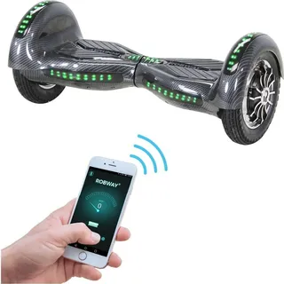 ROBWAY W3 Hoverboard für Erwachsene und Kinder, 10 Zoll Self-Balance-Scooter, Bluetooth, App, (Carbon)