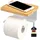 ELUNO Toilettenpapierhalter VARAZ mit Ablage aus Bambus, Selbstklebender, Toiletpaper Holder, WC-Rollenhalter mit hochwertigem Klebeband zum Kleben oder zum Bohren, aus Metall (Weiß)