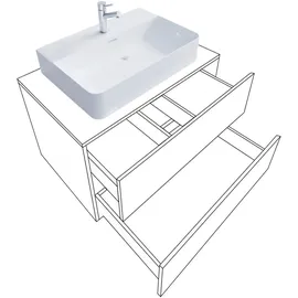 VCM Lendas XL 5-tlg. honig-eiche/weiß Waschbecken 60 cm