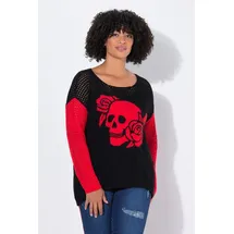 Angel Of Style by Happy Size Fleecepullover Relaxed Fit Totenkopf Schwarz 58/60
