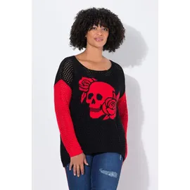 Angel Of Style by Happy Size Fleecepullover Relaxed Fit Totenkopf Schwarz 58/60