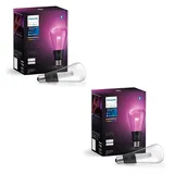 Philips Hue Lightguide Bundle 2x ST72 Edison White & Colour Ambiance E27 Smarte LED-Lampen Lichtsystem mit 16 Mio. Farben, smarte Lichtsteuerung über Sprache und App