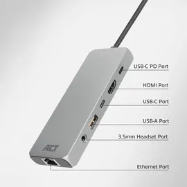 Act USB-C 4K / 8K 30Hz Docking-Station für 1 HDMI-Monitor, 2.5 Gigabit-Ethernet, USB-C 10Gbps, USB-A 10Gbps, 3.5mm Audio, PD Pass-Through