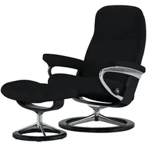Stressless Relaxsessel Leder 78 x 97 x 70 cm Schwarz mit Hocker