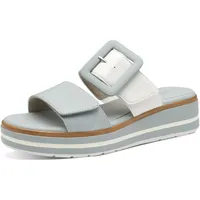 Jana Damen Pantoletten mit Schnalle Vegan, Blau (White/Sky), 42