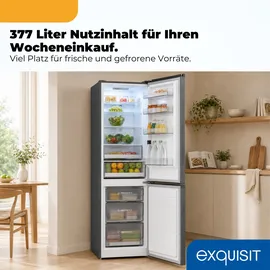 Exquisit KGC380-115-NF-040A Kühl-Gefrierkombination (377 l, 2005 mm hoch, Silber)