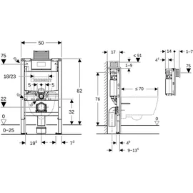 Geberit Duofix Element für Wand-WC Höhe 82 cm mit Omega UP-Spülkasten