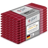 Glart 48RI2 10er Set Geschirrtücher Küchentücher, 50x70 cm, 100% Baumwolle OEKO-TEX Standard 100, rot, vorgewaschen, Tücher für Küche und Abwasch