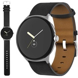 Miimall Lederarmband Kompatibel mit Google Pixel Watch 2/1 Armband, Genuine Leder Bequem Verschleißfest Verstellbares Strap Männer Frauen Ersatzarmband für Google Pixel Watch 2 2023/Pixel Watch 2022