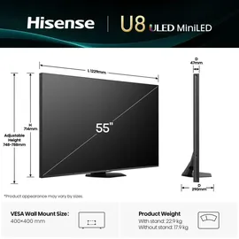 Hisense 55U8Q 55 Zoll MiniLED ULED 4K Smart TV