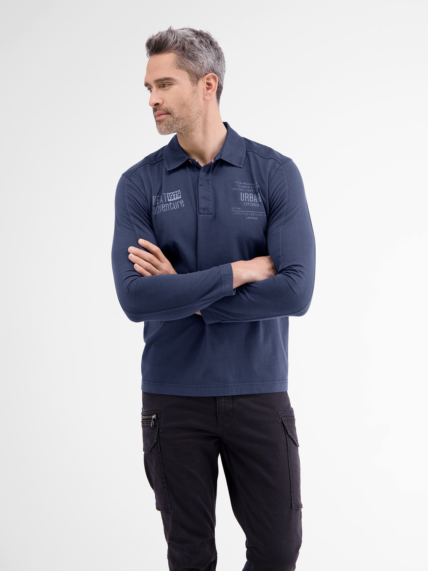 LERROS Langarm-Poloshirt »LERROS Langarm Rugbyshirt« Lerros CLASSIC NAVY S