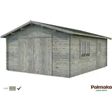 Palmako Holzgarage Roger mit Holztor Grau tauchgrundiert 450 cm x 550 cm