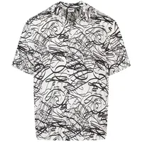 URBAN CLASSICS Viscose Aop Resort Kurzarmhemd White Scribble XL