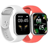 dcu advance tecnologic Colorful 2 BT 44,5 mm Kunststoffgehäuse silber Silikonarmband rot/weiß One Size