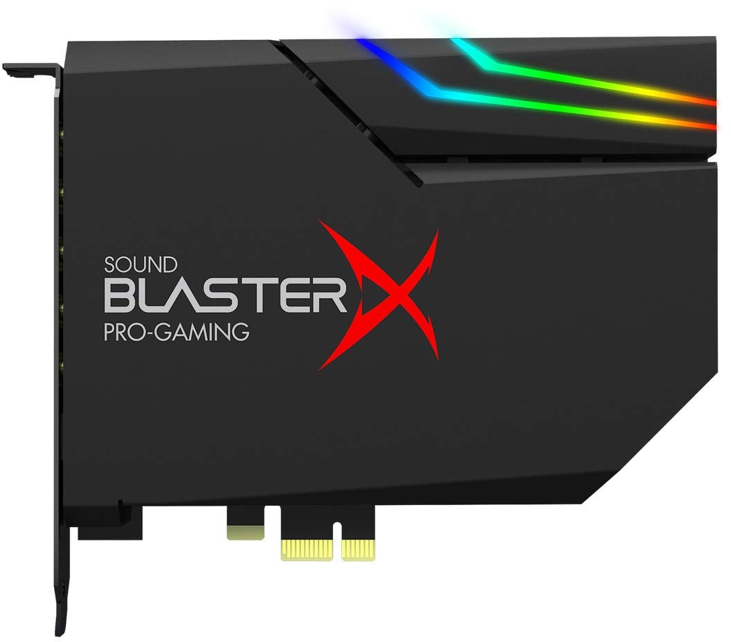 Creative Sound BlasterX AE-5 Plus SABRE32 Hochauflösende PCI-e-Gaming-Soundkarte und DAC mit 32-Bit / 384 kHz, Dolby Digital und DTS mit bis zu 122 dB Rauschabstand, RGB-Aurora-Beleuchtungssystem
