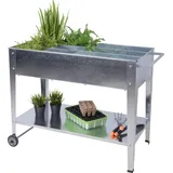 Spetebo Metall Kräuter Hochbeet rollbar 110 x 52 x 81 cm Silber