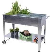 Spetebo Metall Kräuter Hochbeet rollbar 110 x 52 x 81 cm Silber
