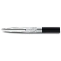 Fleischgabel FELIX SOLINGEN "ABSOLUTE ML", silber (silberfarben, schwarz), Stahl, Fleischgabeln, Aus japanischem Formdamast-Mehrlagenstahl