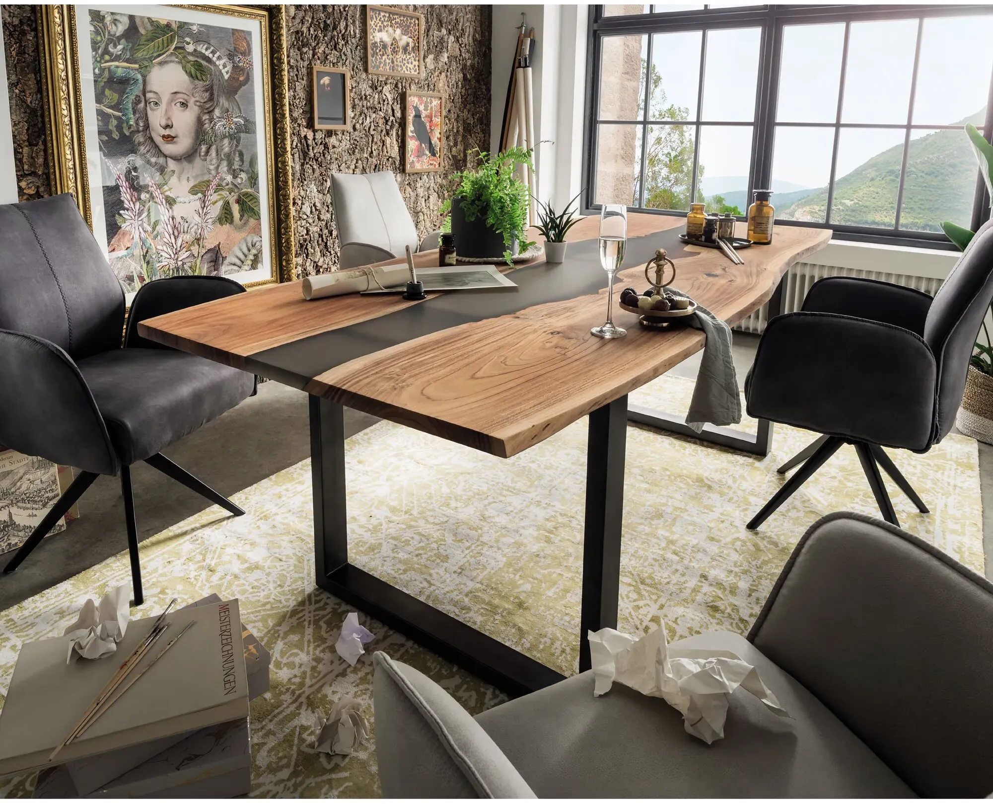 MassivHolz »Riwa« Epoxidharz Akazien-Esstisch 200x100 cm / Epoxidharz