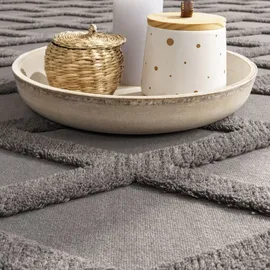 Paco Home Teppich Wohnzimmer Schlafzimmer Kurzflor Boho Skandi Raute 3D Grau Anthrazit 160x220 cm - Grau