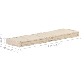 vidaXL Palettenkissen Baumwolle 120×40×7 cm Beige