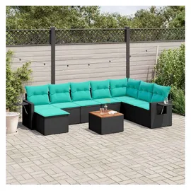 vidaXL Gartensofa-Set 9-tlg. schwarz