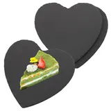 Oungy 3 Stück Schieferplatte Herzform, 20x20 cm Servierplatten aus Schiefer, Schieferplatte Servierplatte zum Servieren & Beschriften, Schieferherz für Fingerfood, Käse, Desserts und Mehr