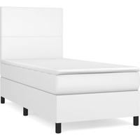 VidaXL Boxspringbett mit Matratze Weiß 100x200 cm Kunstleder -