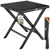 CASARIA Polyrattan Klapphocker 75kg Belastbarkeit 44x40x44cm Klappbar Leicht Tragbar Außen Wetterfest Garten Terrasse Balkon Camping Hocker Schwarz
