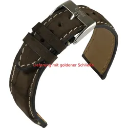 Eulit Krokodil- / Alligatorleder Eulux Kaiman Nubuk 22mm" E58446622271" - dunkelbraun