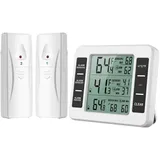 Tonchean Thermometer, Kühlschrank-gefrierschrank-thermometer, Kabelloses Kühlschrankthermometer Mit 2 Sensoren, Akustischem Alarm, Min/max-anzeige, Innen-/außenthermometer Für Zuhause, Küche, Restaura