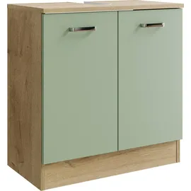 Saphir Waschbeckenunterschrank "Quickset 301", grün (riviera eiche quer nachbildung, salbei nachbildung), B:60,2cm H:62,4cm T:33cm, Spanplatte, Schränke, Waschbeckenunterschrank, 60,2 cm breit