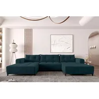 99rooms Wohnlandschaft Massimo, Sofa, U-Form, mit Schlaffunktion, Rundumbezug, in Cordstoff POSO blau