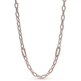 PANDORA ME Link Chain Halskette 50cm mit 14 Karat rosévergoldeter Metalllegierung, Kompatibel mit PANDORA ME Armbänder, Höhe: 6mm, 389685C00-50