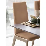 Polsterstuhl STRESSLESS "Laurel", braun (latte batick, eiche gekalkt), B:57cm H:105cm T:60cm, Leder BATICK: BATICK ist ein leicht korrigiertes, durchgefärbtes und genarbtes Möbelleder, bei dem die meisten Unebenheiten und Spuren in der Regel entfernt wurden., Stühle, Polsterstuhl, High Back, Größe M, mit abgerundeten Beinen in Eiche gekalkt