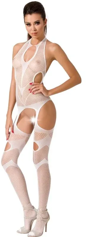 PASSION - WOMAN BS053 WEISSER BODYSTOCKING, EINE GRÖSSE