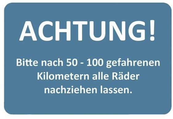 EICHNER 2 Rollen je 250 Kundendienst-Aufkleber »50-100 km - Räder nachziehen« blau, 6x4 cm