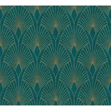 A.S. Création Vliestapete New Walls Art Deco Muster Glanz Leicht Strukt. Grün Gold FSC®