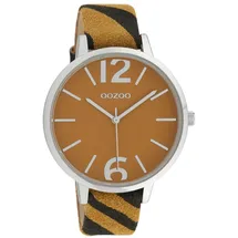 Oozoo Damenuhr C10202 Orange Lederband Animal-Print 43 mm