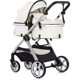 Chipolino Kombikinderwagen 2 in 1 Vista Wickeltasche, Fußabdeckung, Korb, Gurt weiß