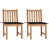 vidaXL Gartenstühle 2 Stk. mit Kissen Massivholz Teak
