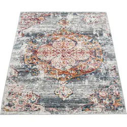Teppich PACO HOME "Herbete 733", grau, B:80cm H:8mm L:150cm, Polypropylen, Polyester, Teppiche, Kurzflor, Orient-Optik, Vintage Design