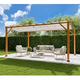 Paragon Outdoor Aluminium Pergola Florenz 1116 | Holzoptik hellbraun/weiß | 350x505x236 cm
