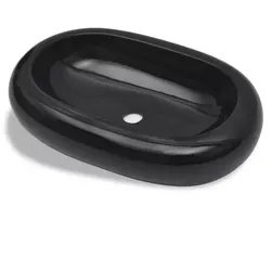 Keramik Waschbecken oval| vidaXL : Farbe - Schwarz