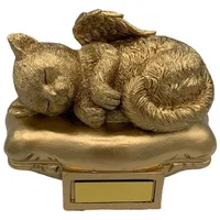 Monello Katzenurne Katze auf Kissen bis ca. 12 kg Tiergewicht individuelle Gravur auf Wunsch Katzenurne für Zuhause (Gold)