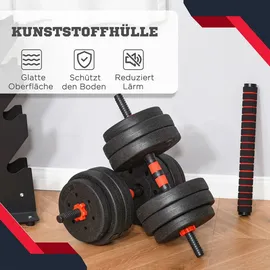 Homcom Hantel-Set Verstellbare Kurzhantel 25 kg Schwarz