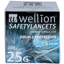 Wellion Safetylancets 25 G Sicherheitseinmallanz.