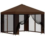 vidaXL Garten Pavillon 3 x 3 m inkl. 4 Seitenteile Braun