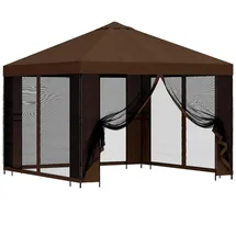 vidaXL Garten Pavillon 3 x 3 m inkl. 4 Seitenteile Braun