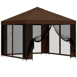 vidaXL Garten Pavillon 3 x 3 m inkl. 4 Seitenteile Braun